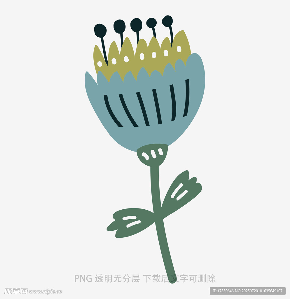手绘蓝色花朵插画