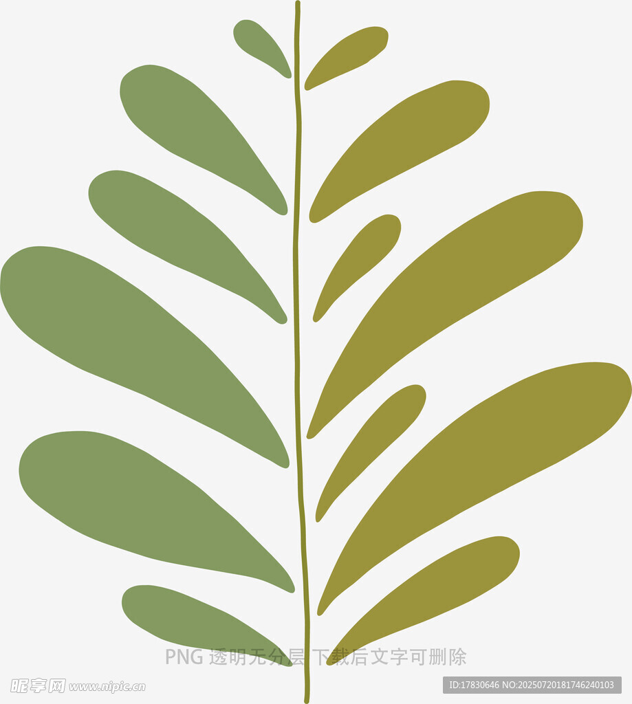 简约绿叶植物图案