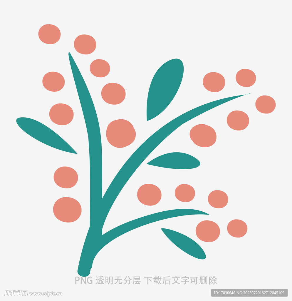 手绘绿植浆果装饰图案