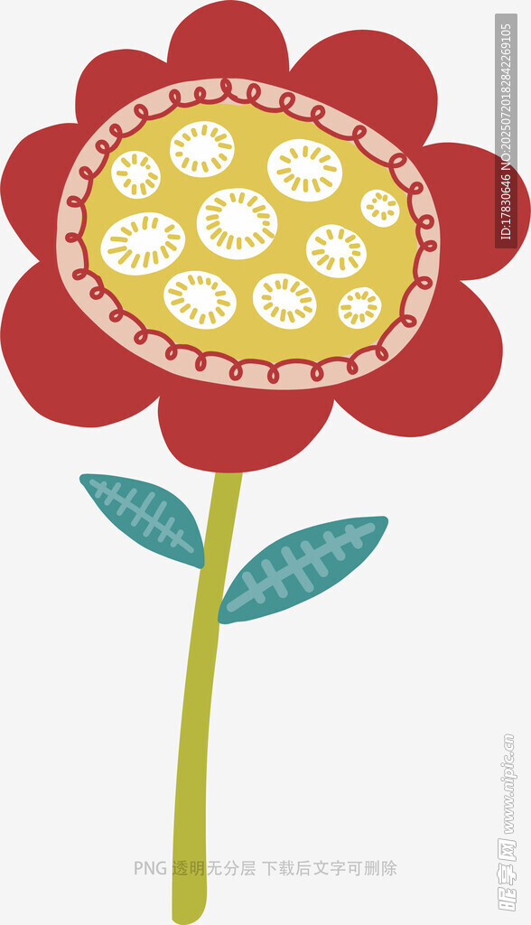 手绘红色花朵插画