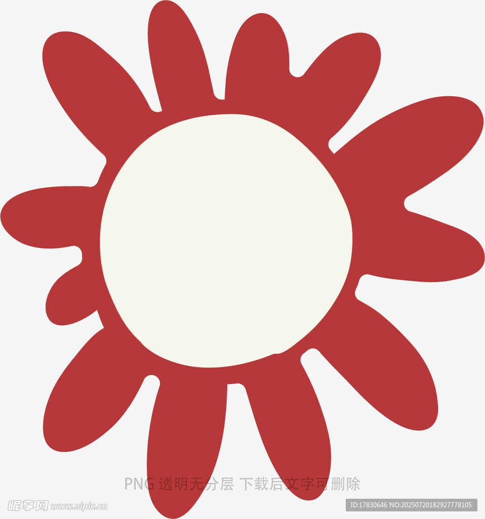 红色简约花朵图案设计
