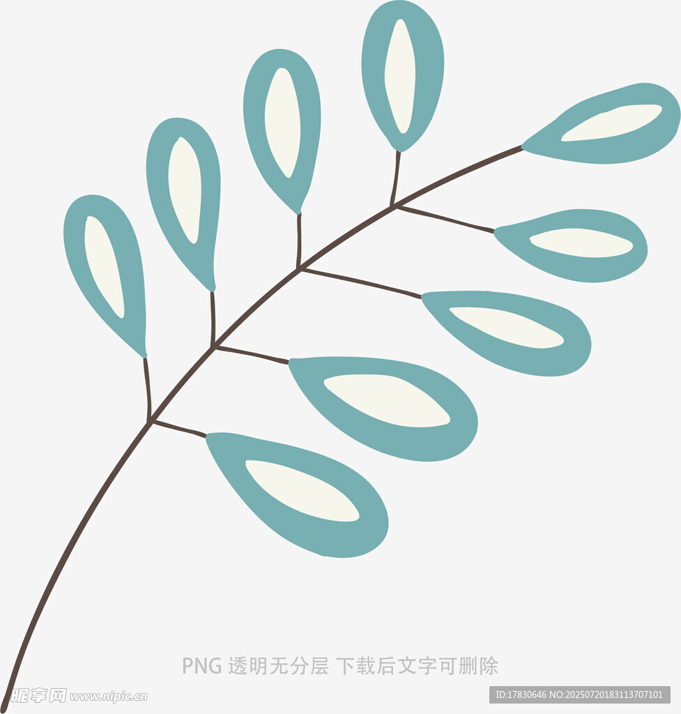 简约蓝绿枝叶图案设计
