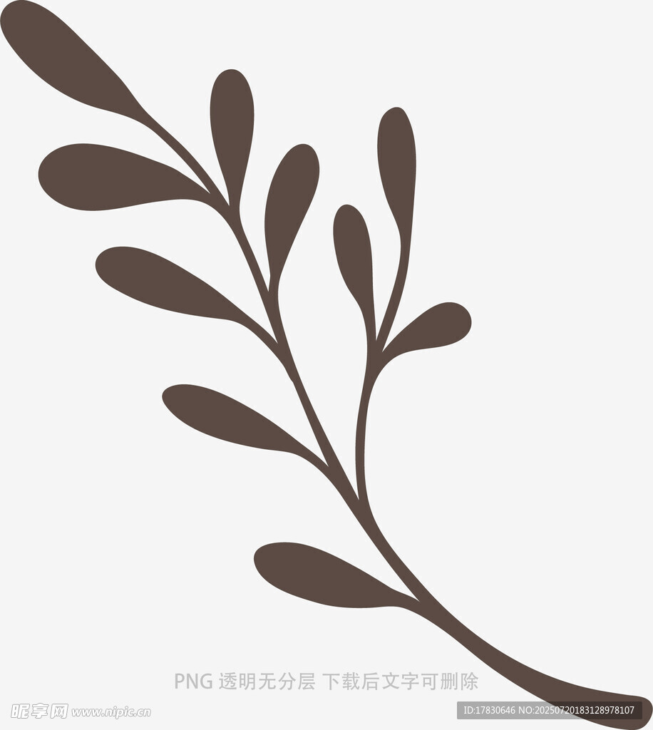 简约棕色枝叶装饰图案