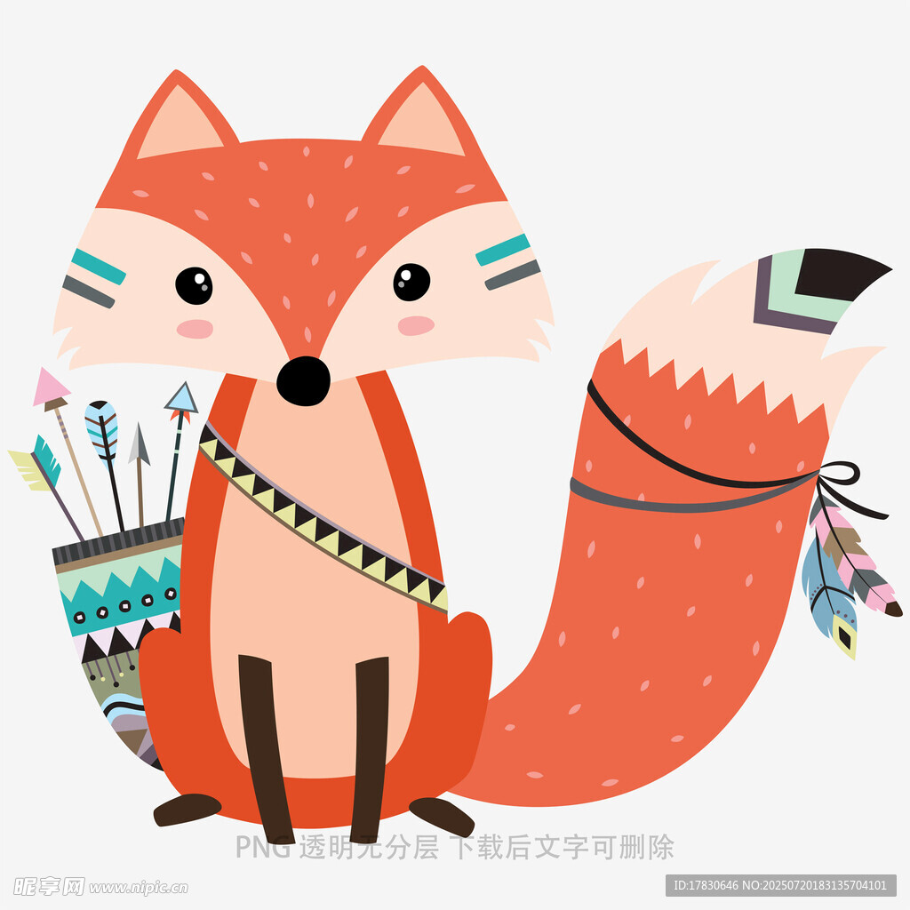 可爱狐狸与多彩针线工具
