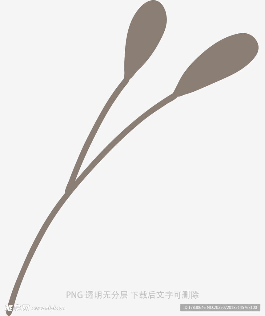 简约双枝植物线条图案