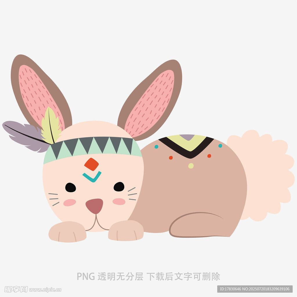 趴着的可爱装饰风小兔子