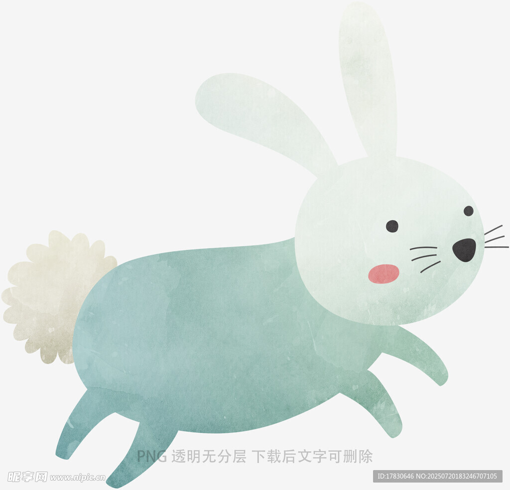 可爱奔跑小兔插画