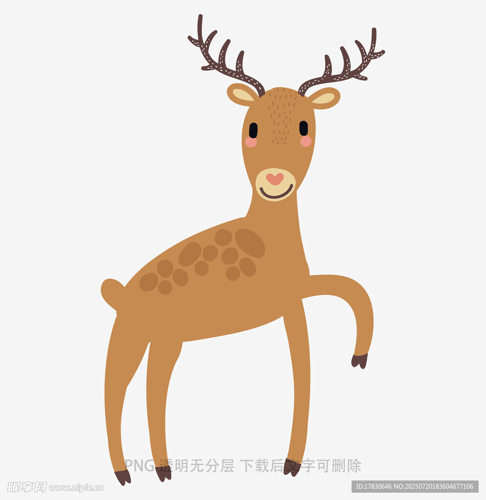可爱站立小鹿插画