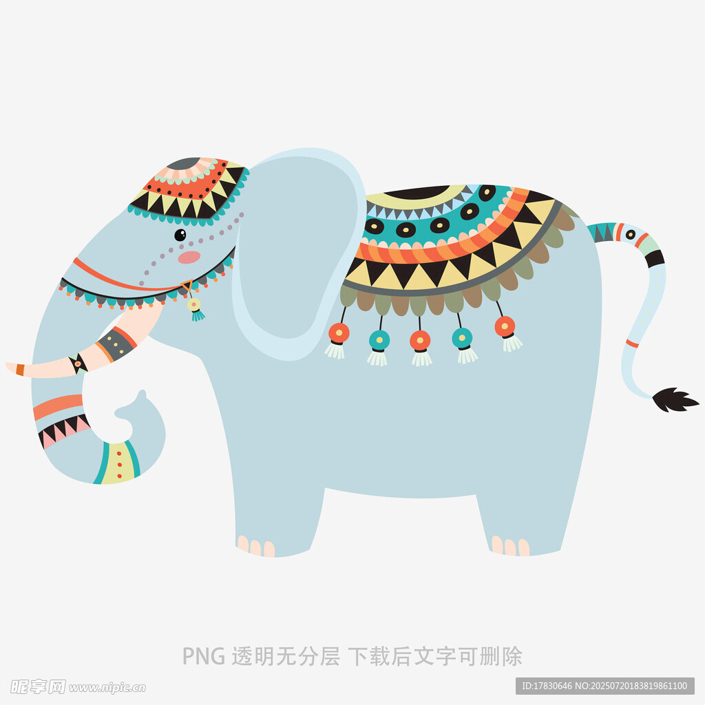 可爱装饰风大象插画