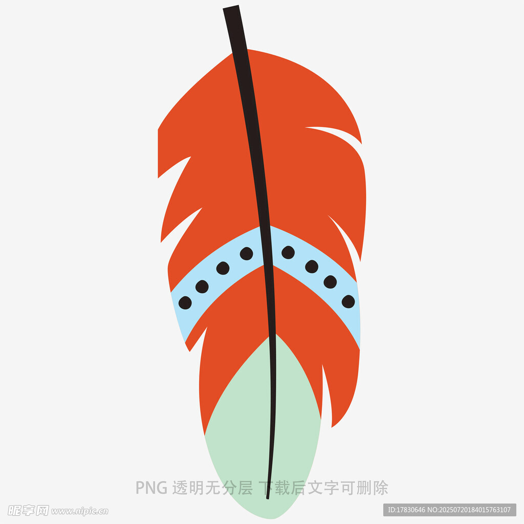 橙色羽毛插画图案
