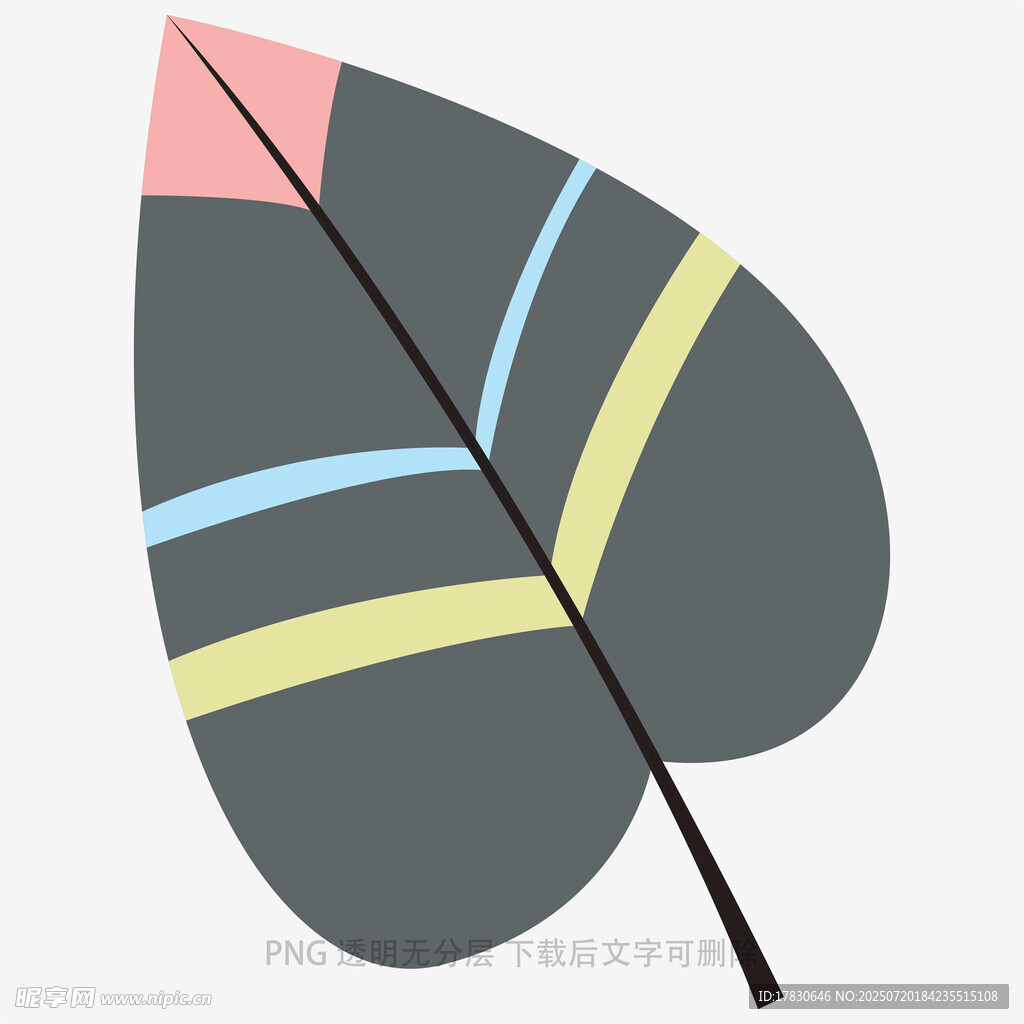 彩色条纹装饰心形叶片
