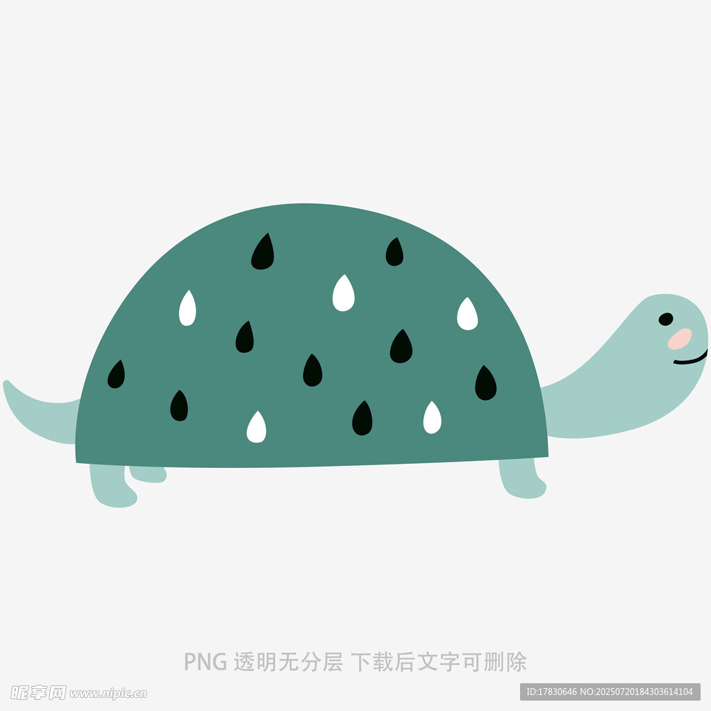 可爱绿海龟卡通插画