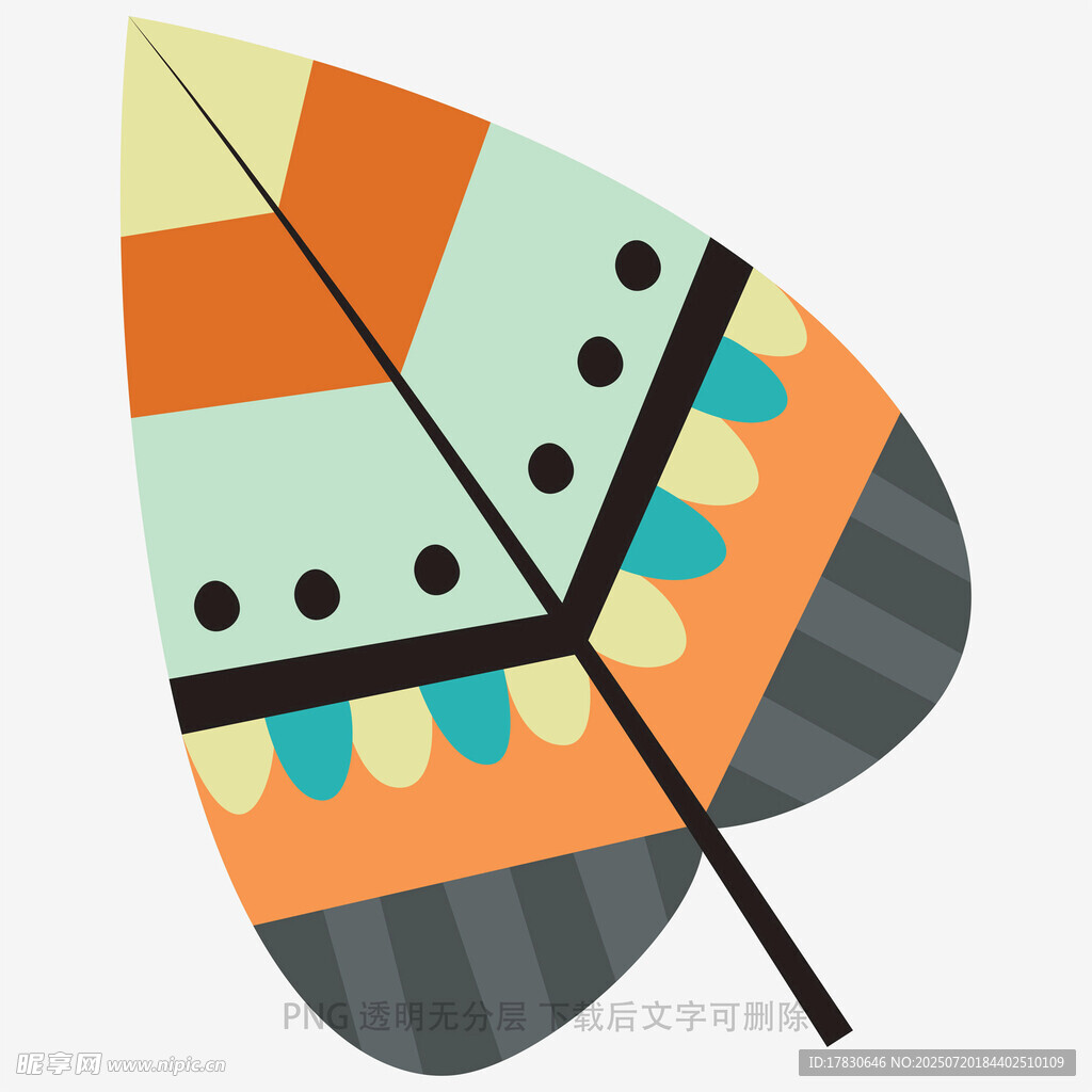 多彩几何图案装饰树叶