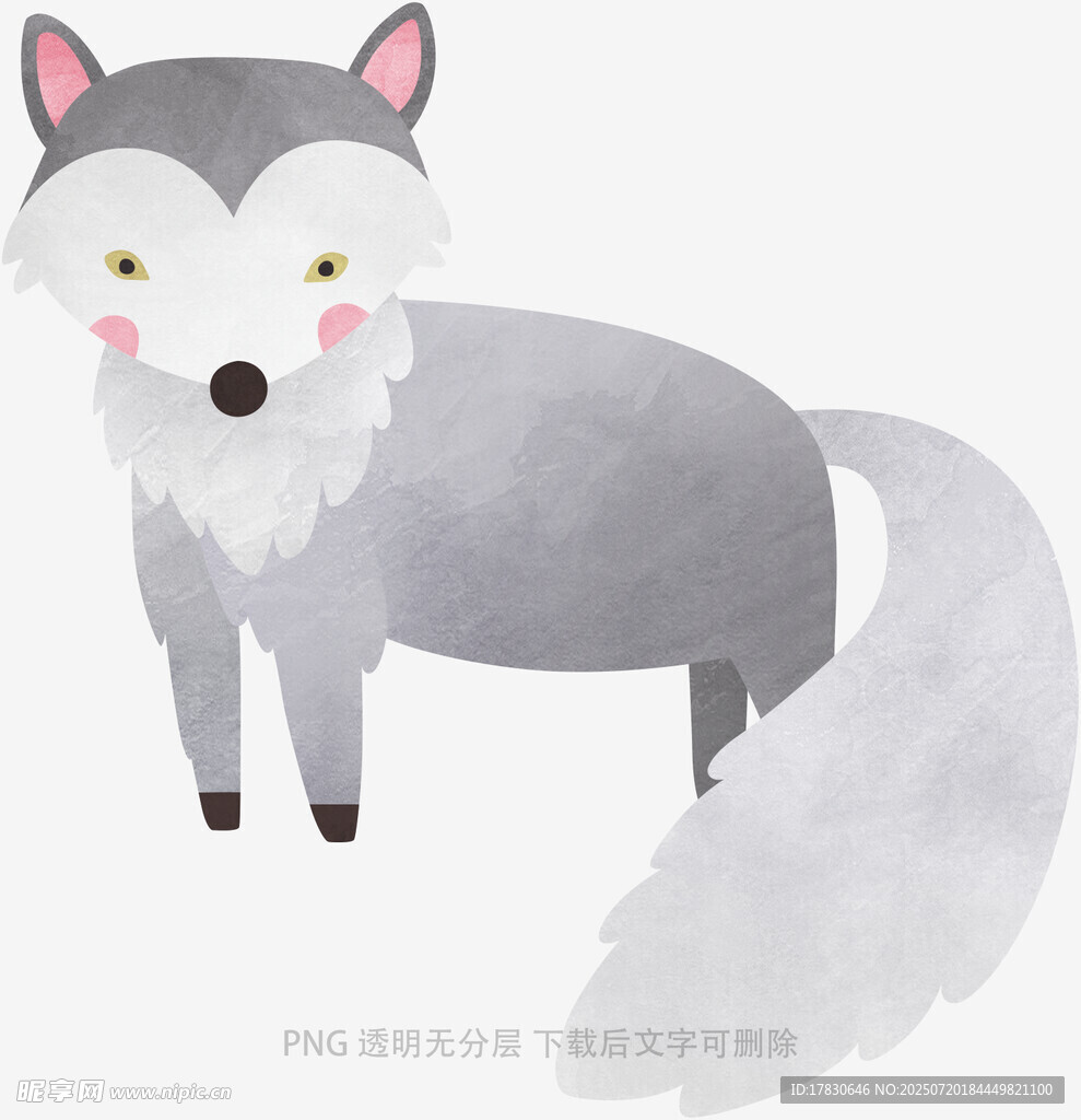 可爱灰狐狸插画形象