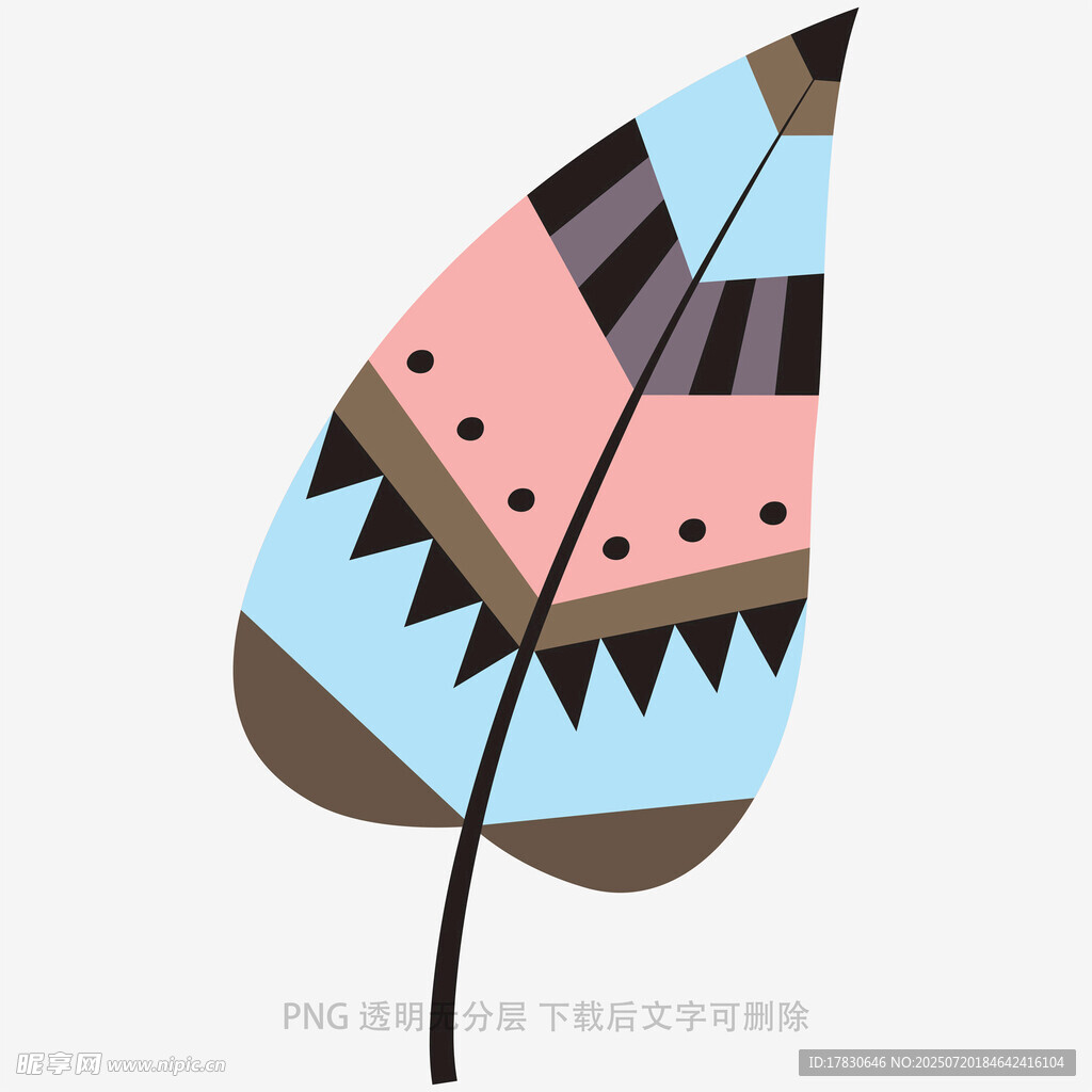 彩色几何图案羽毛插画