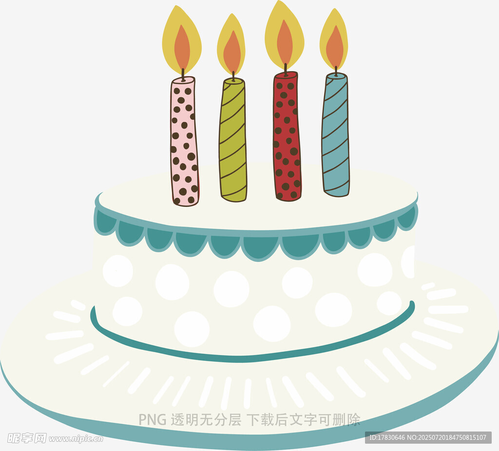 生日蛋糕插着多彩蜡烛
