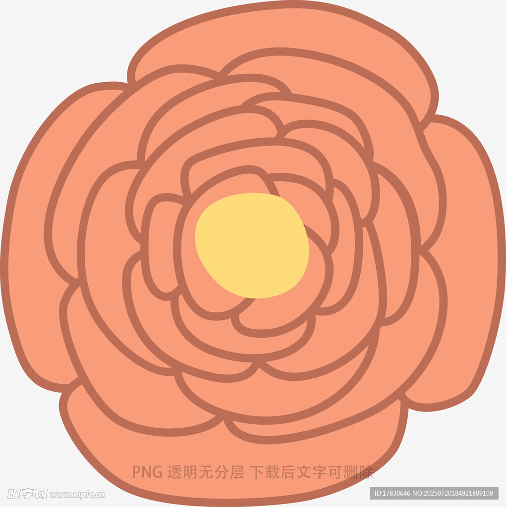 简约手绘橙色花朵图案