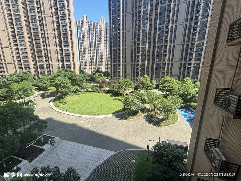 高层俯瞰小区绿化景观