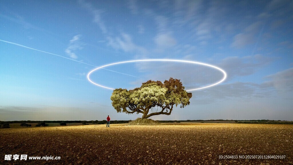 悬浮绿树 奇幻天空景象