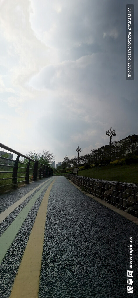 雨中的双黄线道路
