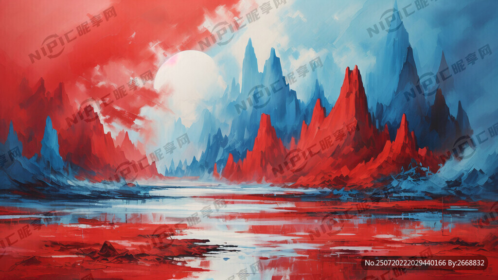 红蓝抽象油画
