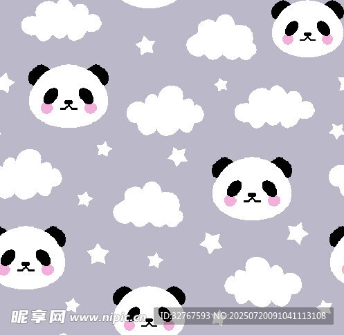 熊猫云朵星星可爱图案