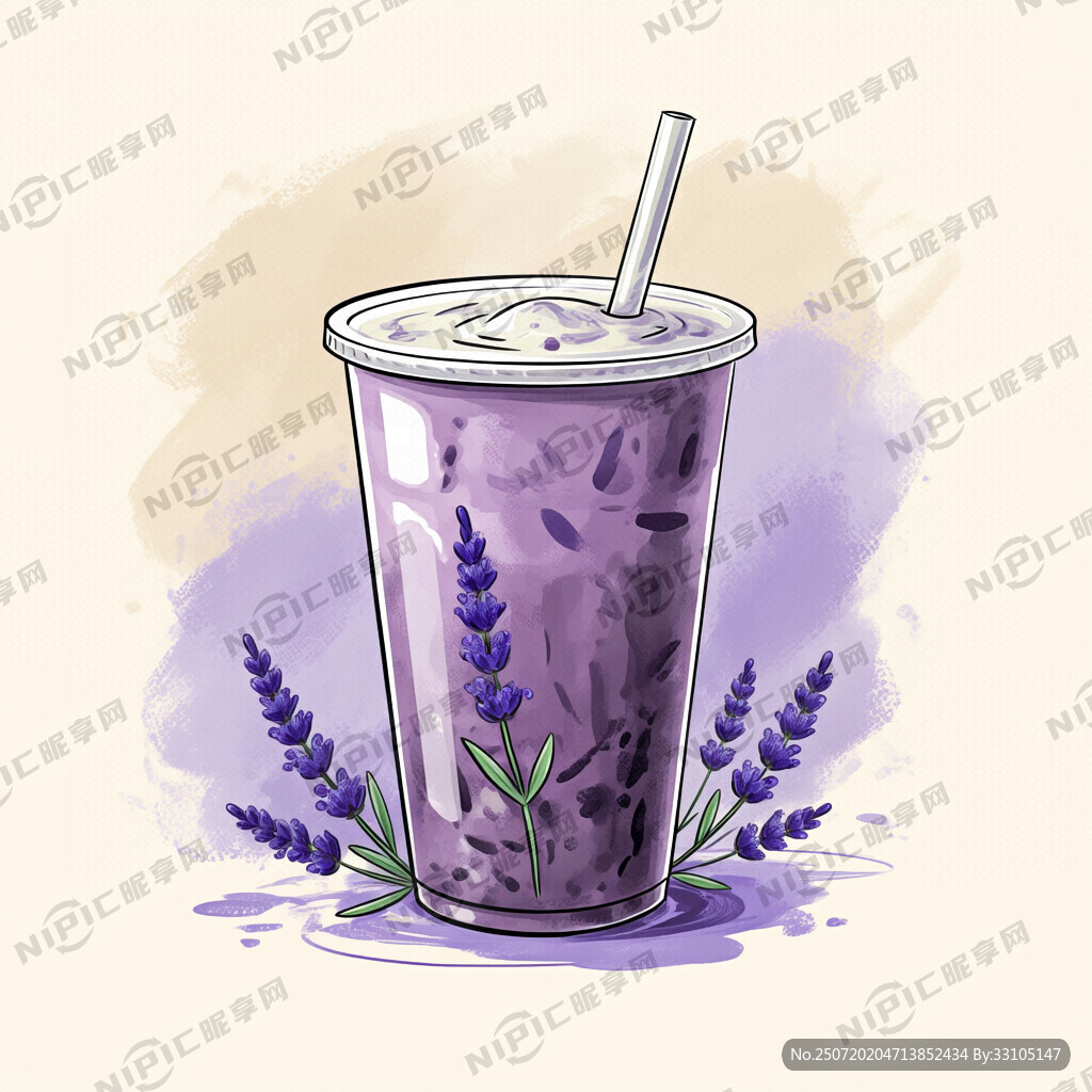 设计文案以薰衣紫设计在奶茶杯子