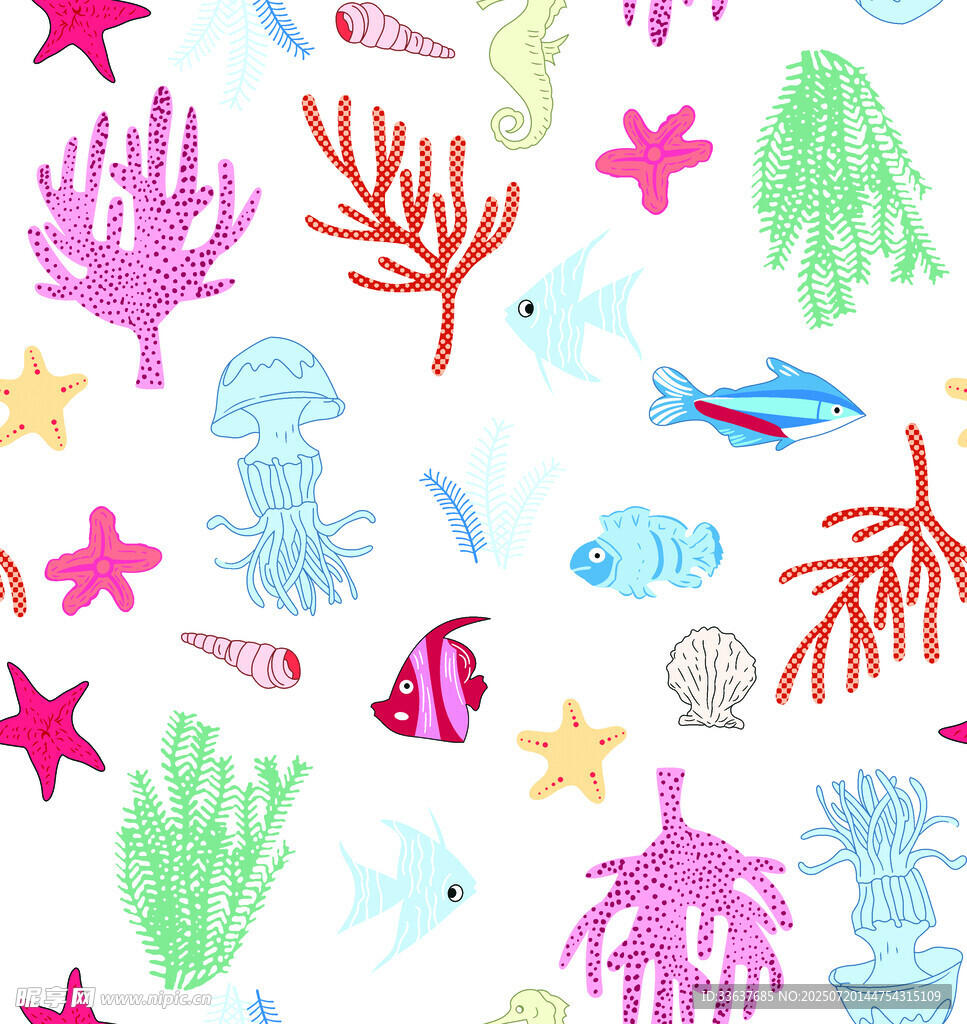 海洋生物缤纷图案