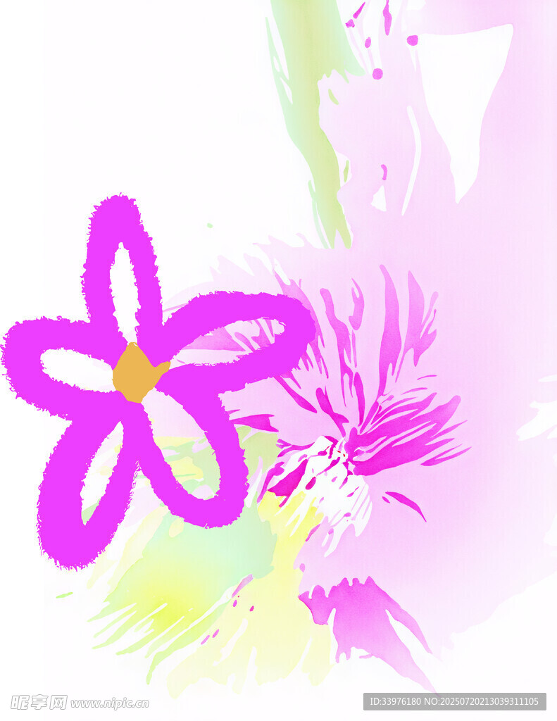 梦幻水彩花卉图案