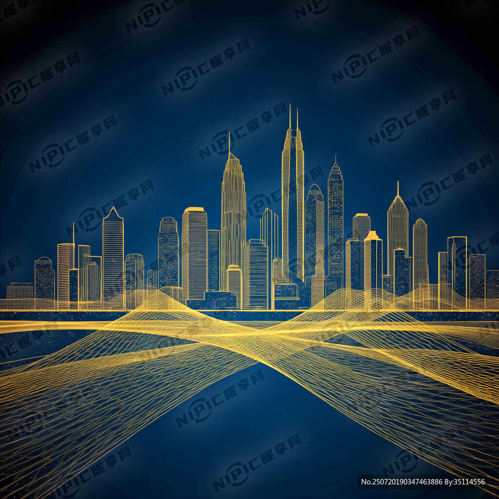 矢量图长沙城市天际线金色线条