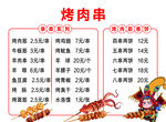 烤肉串价格表展示