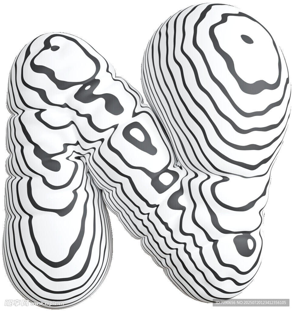 黑白条纹立体字母M