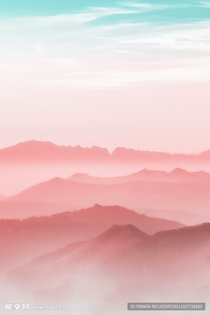梦幻粉色山峦景观
