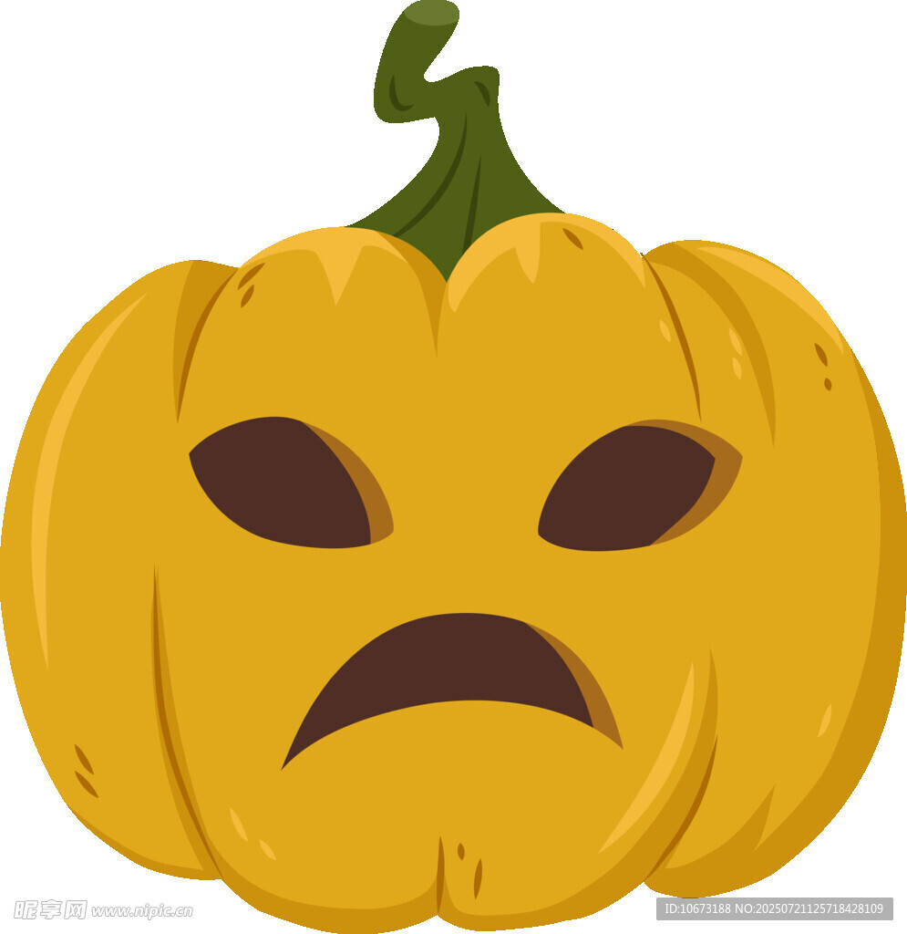 悲伤表情的卡通南瓜