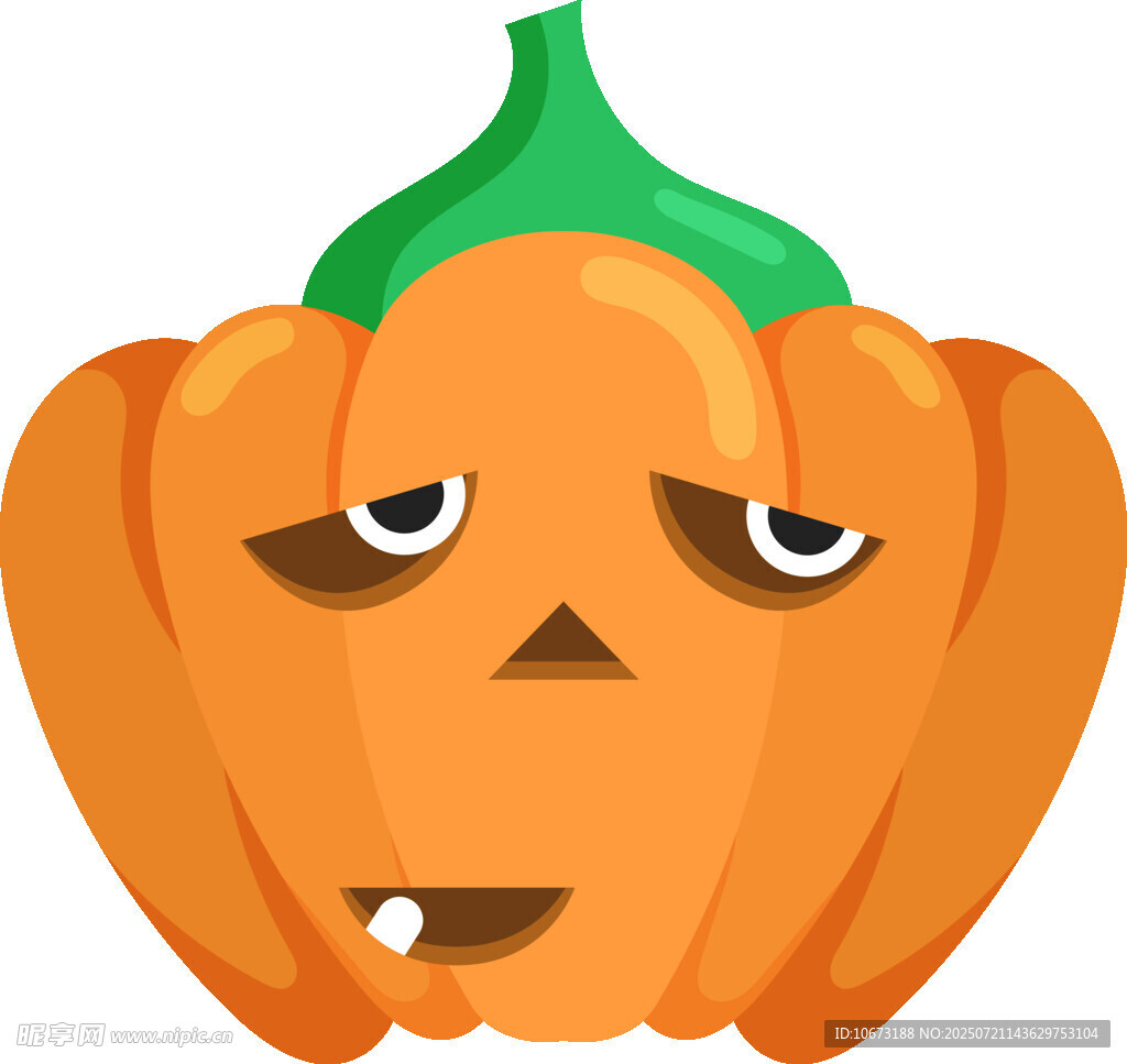 悲伤表情的卡通南瓜
