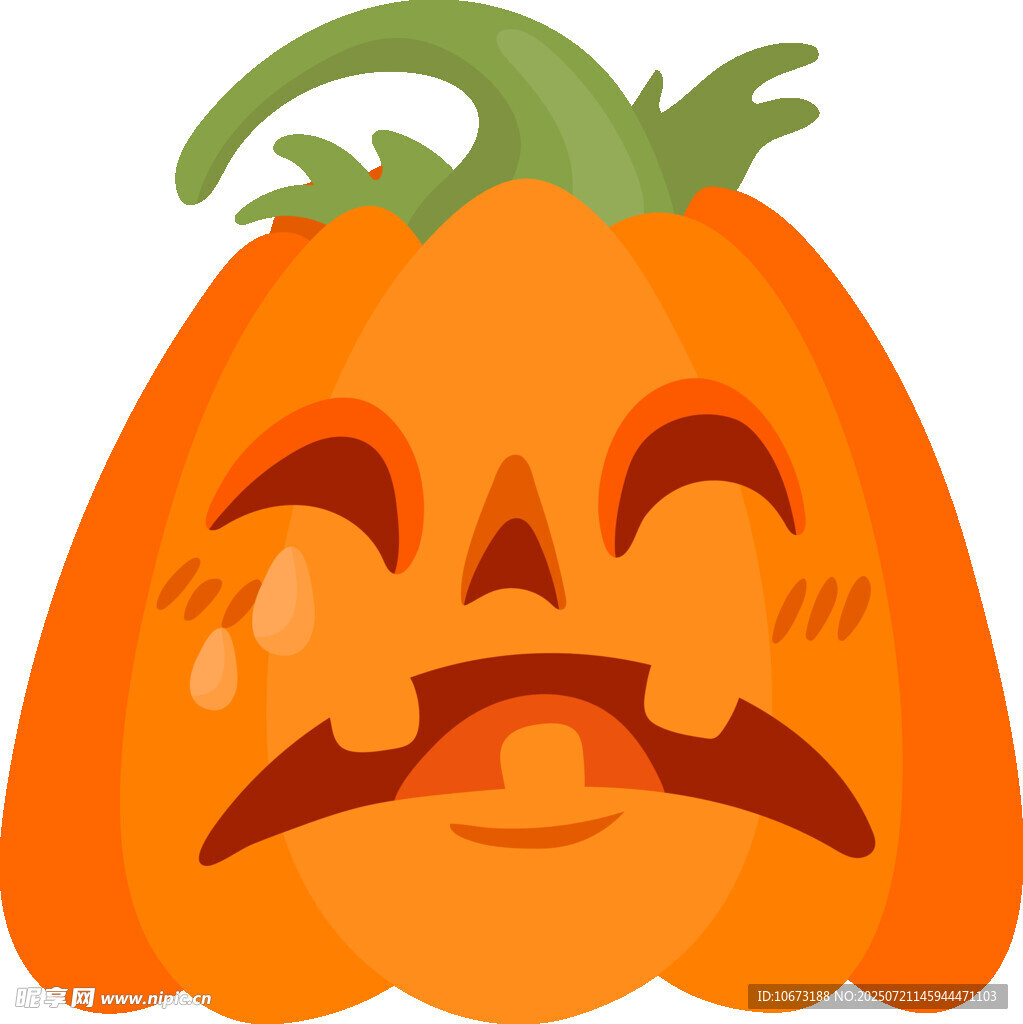 悲伤表情的卡通南瓜
