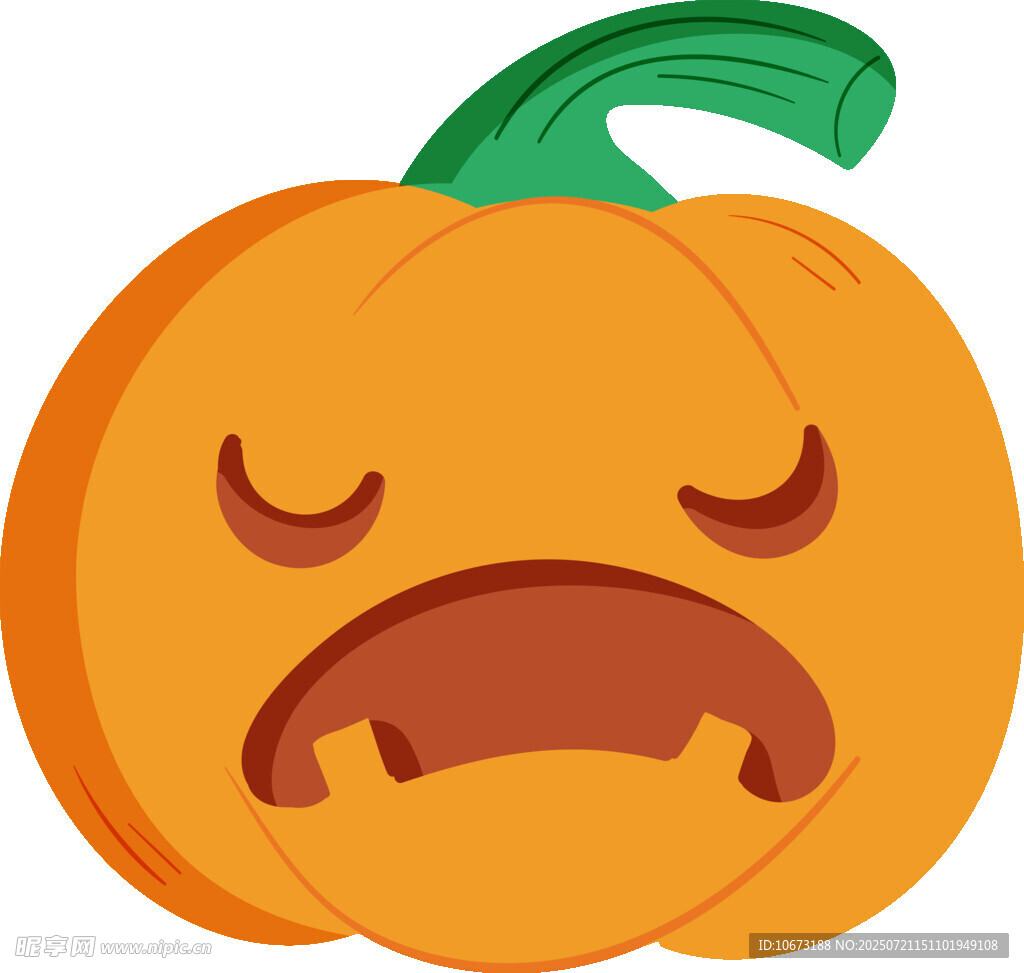 悲伤表情的卡通小南瓜