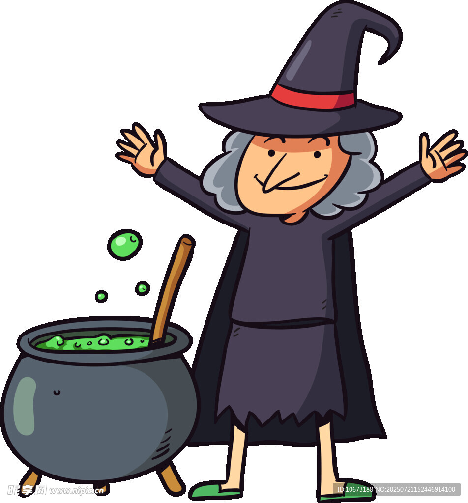 女巫施法煮魔药