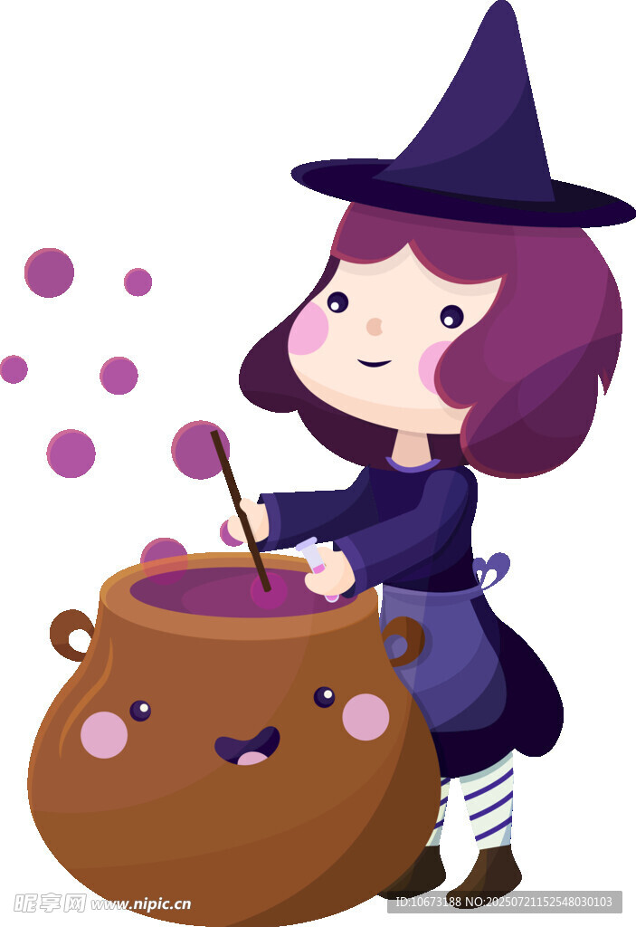 小女巫施法于魔法大锅