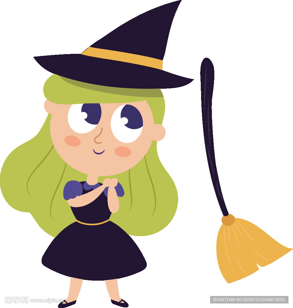 可爱小女巫与魔法扫帚