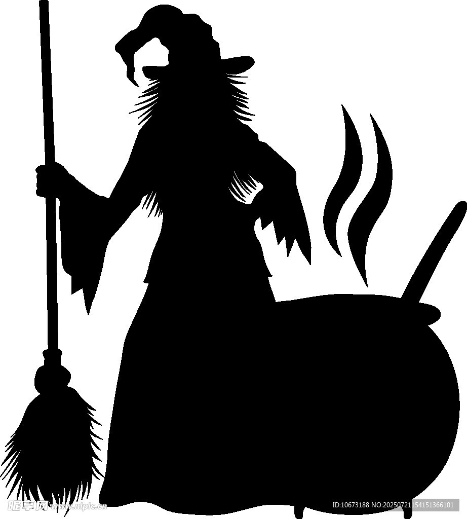 女巫与魔法大锅剪影