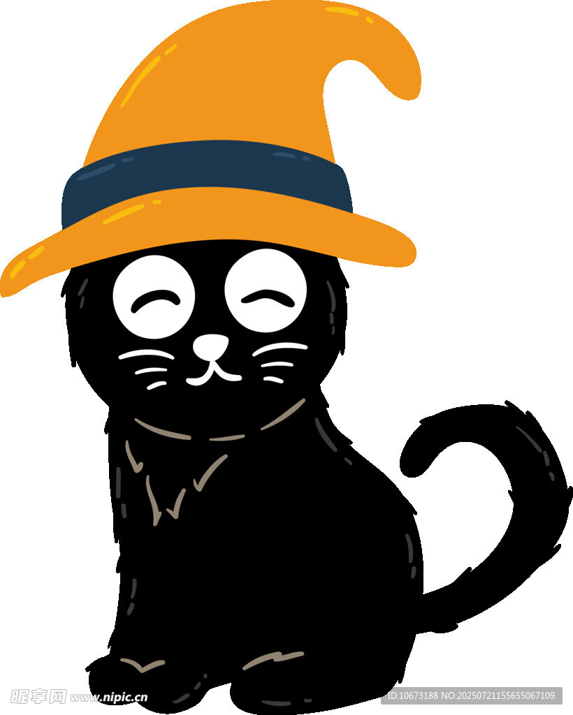 戴巫师帽的可爱黑猫