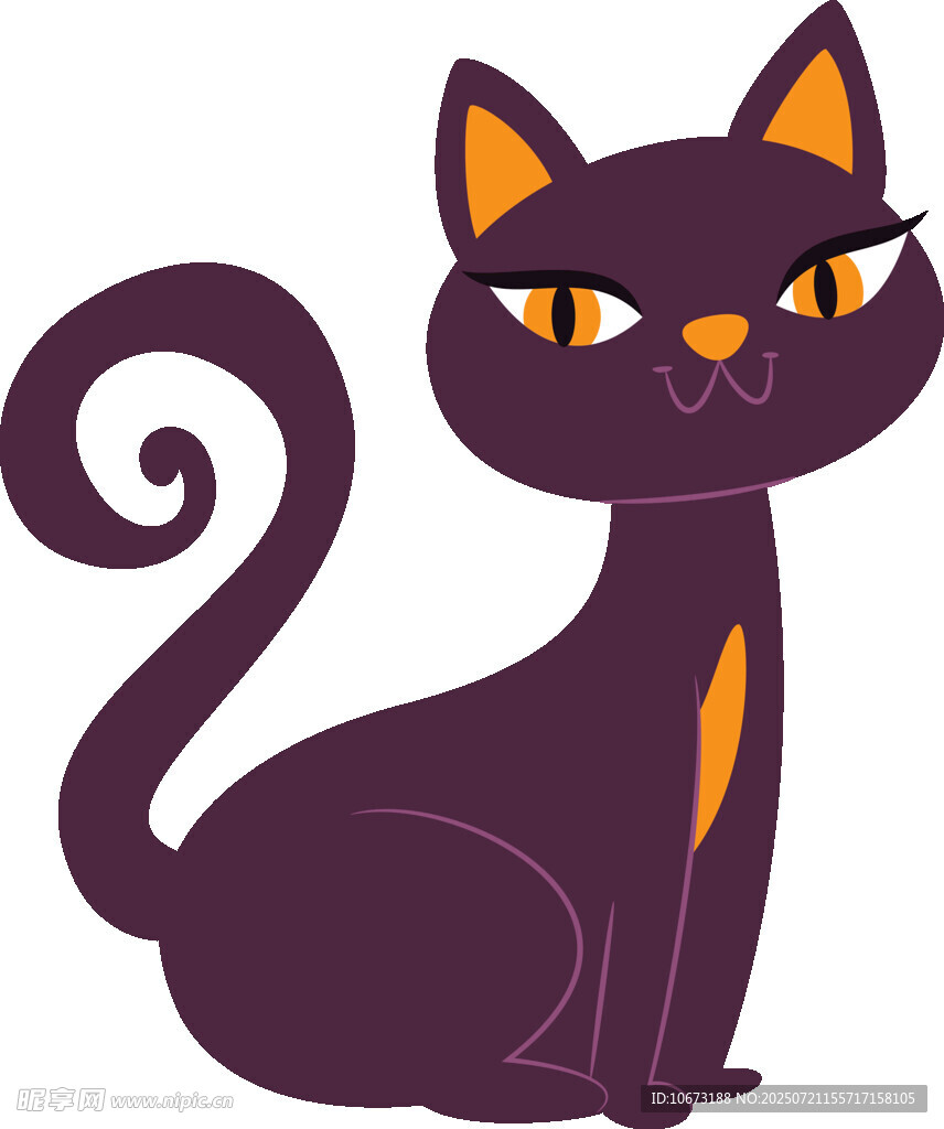 紫色猫咪插画