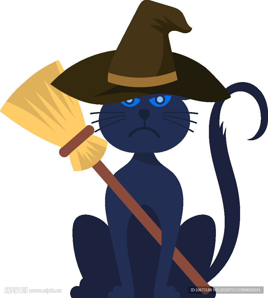 黑猫女巫持扫帚