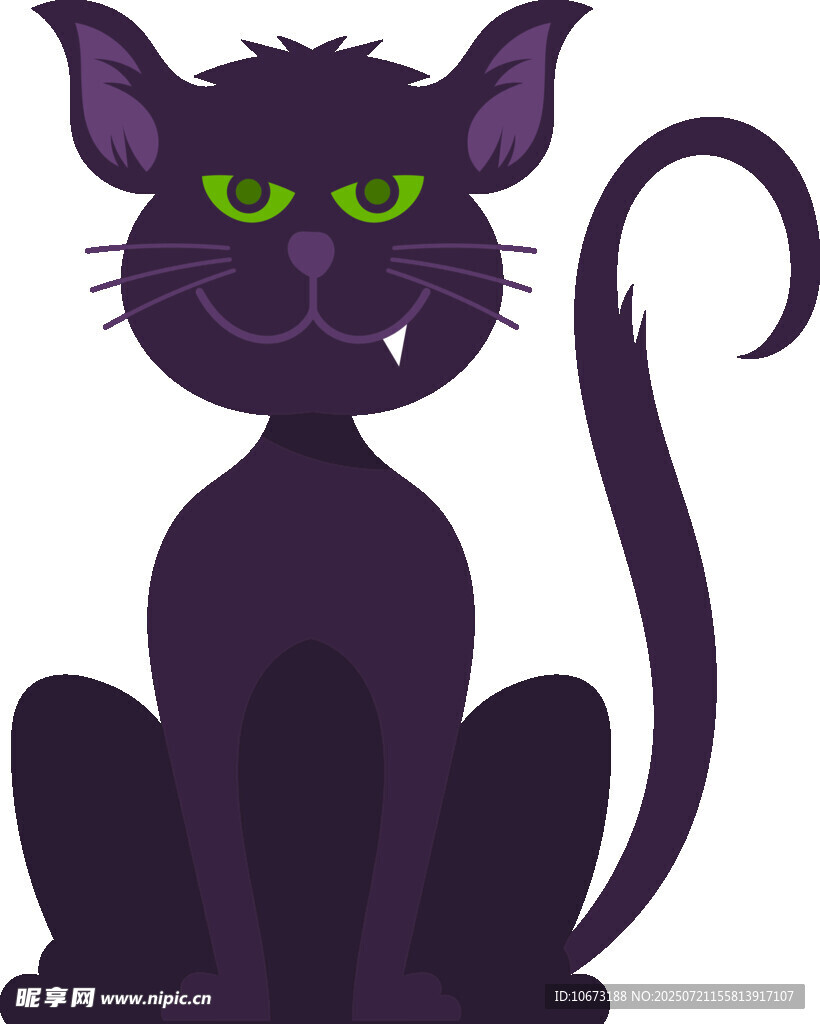 紫色黑猫插画