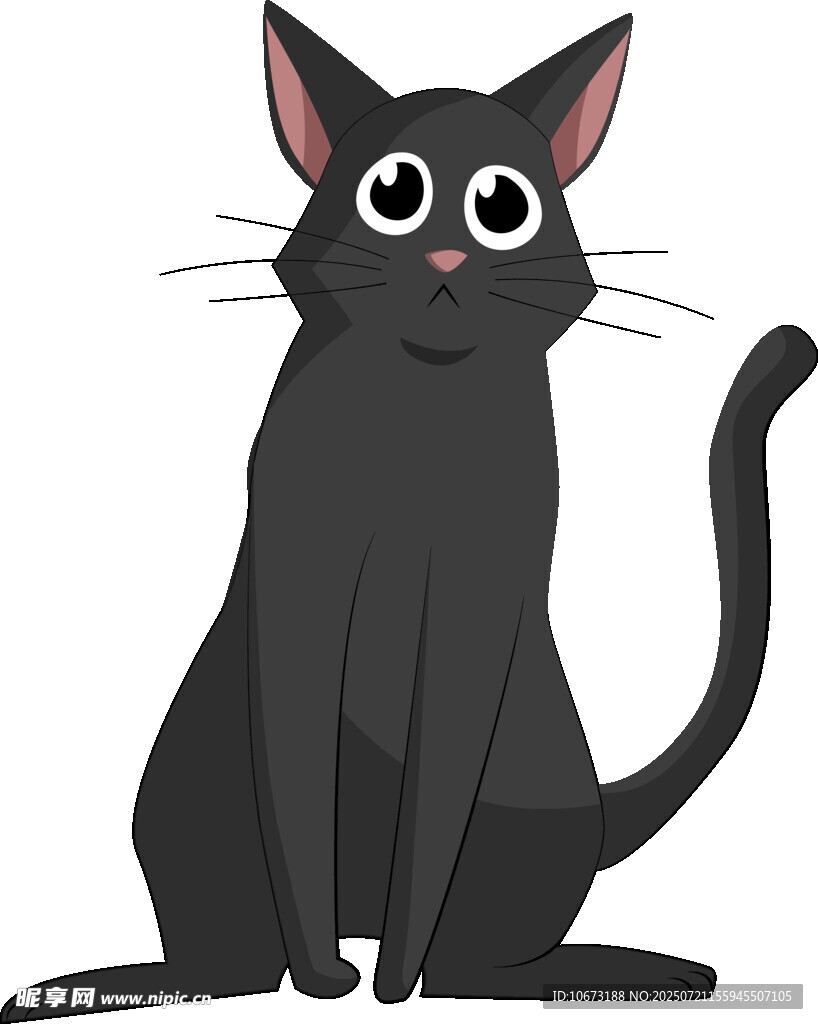 可爱黑猫坐姿插画