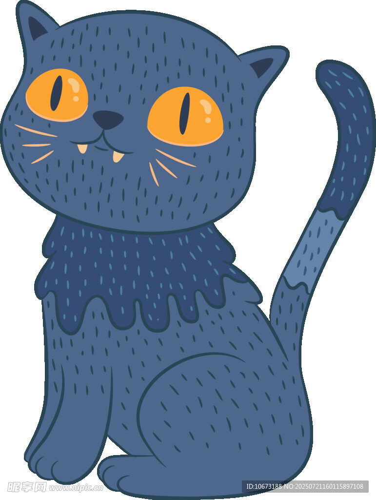 可爱蓝色猫咪插画