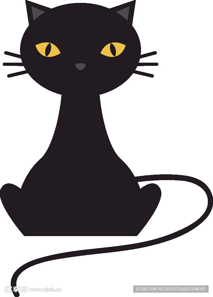 可爱黑猫坐立形象