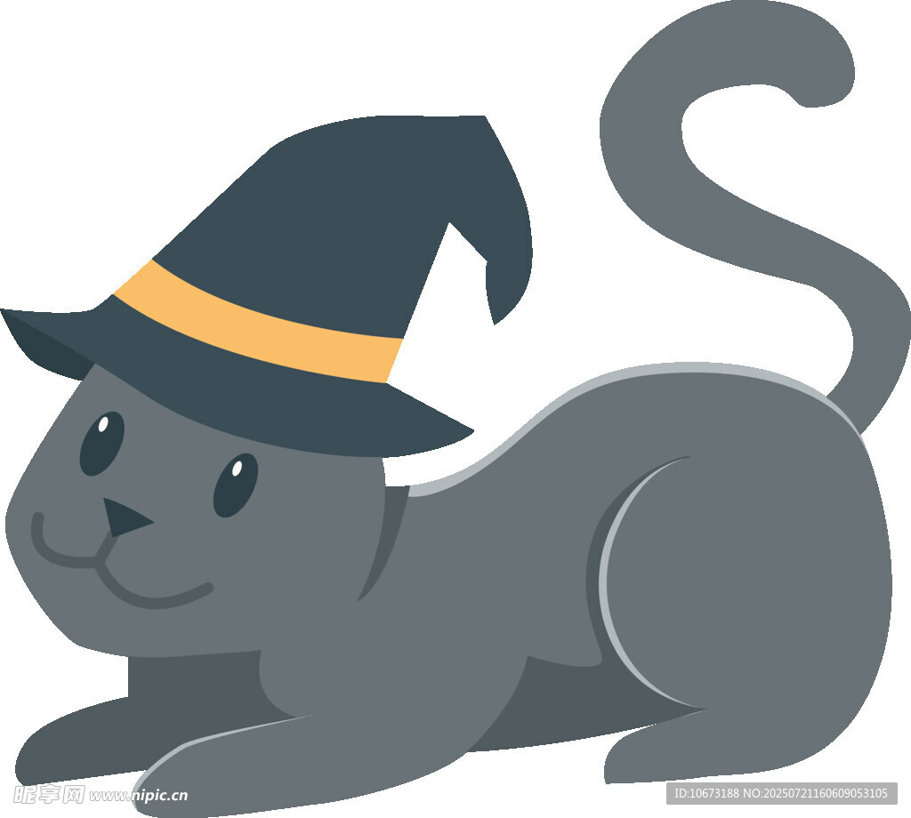 戴巫师帽的可爱黑猫