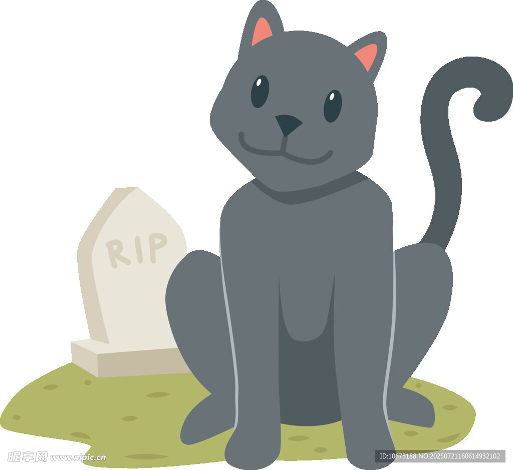 黑猫守在RIP墓碑旁